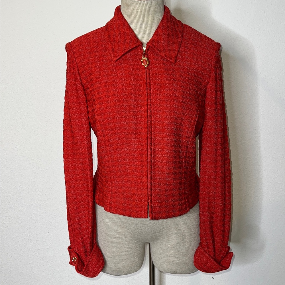 St John Zip Closure Textured Jacket